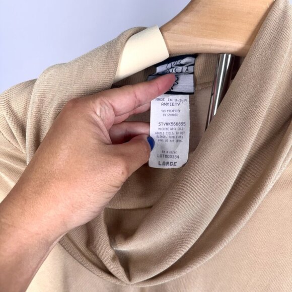 Vintage Anxiety Cafe Gold Cowl Neck Tank Top | Women's L | Elevated Basic - Picture 6 of 6